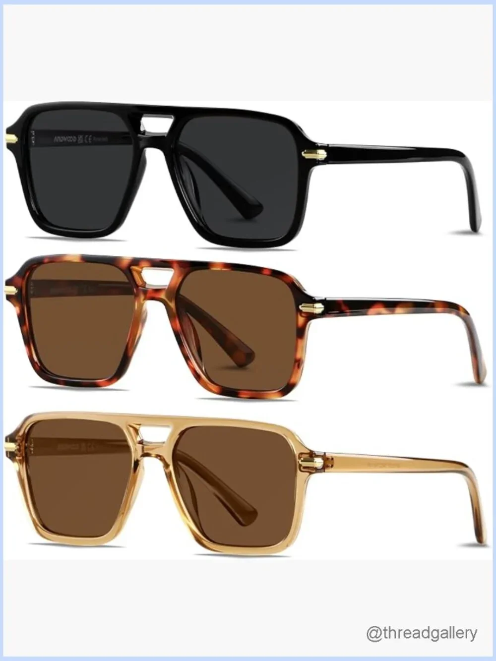 Polarized Aviator Sunglasses Square Retro Pilot Shades Unisex 70s 80s 90s
